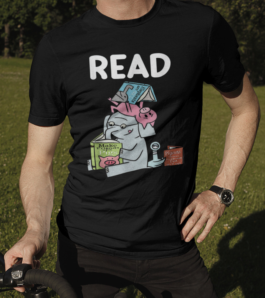 READ Make Friends Pigs Piggie Elephant Pigeons Trix Willems T-Shirt
