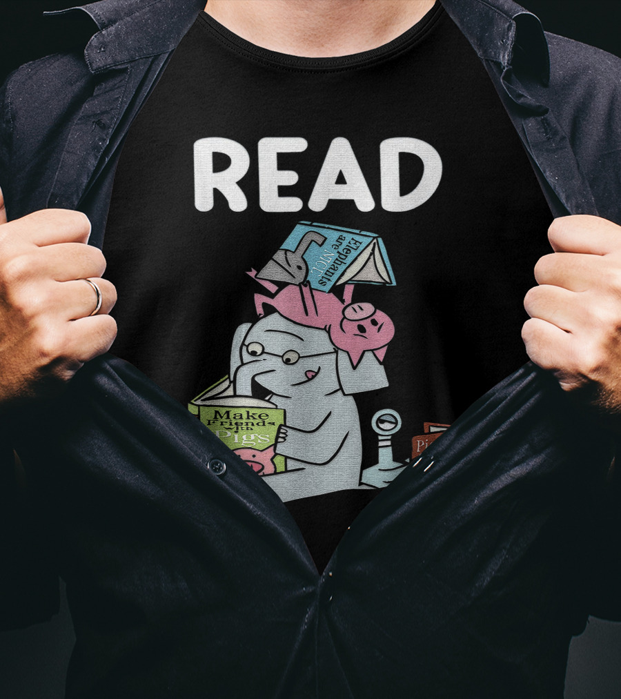 READ Make Friends Pigs Piggie Elephant Pigeons Trix Willems T-Shirt