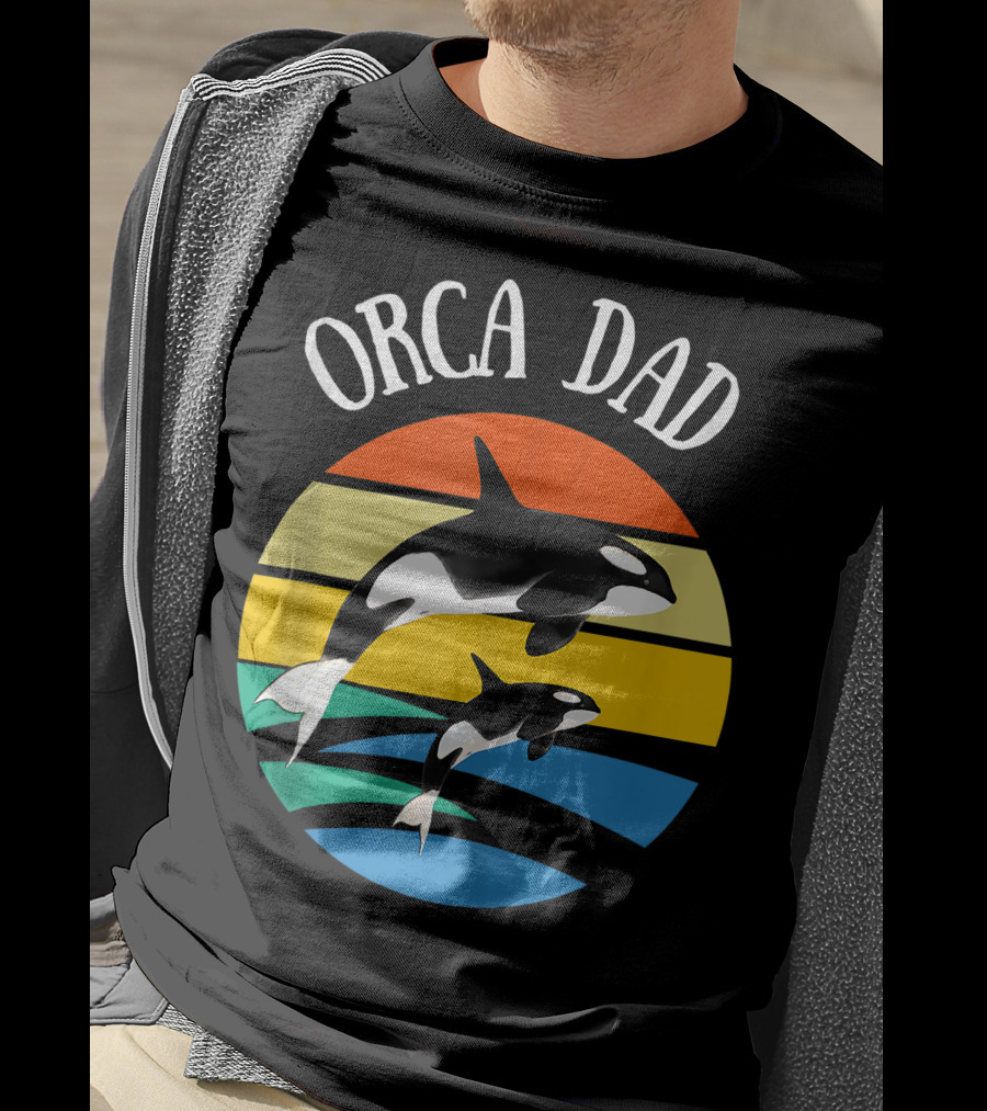 Orca Dad Vintage Sunset 80s T-Shirt