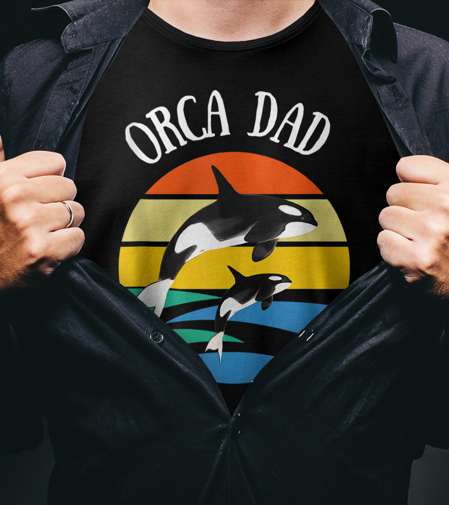 Orca Dad Vintage Sunset 80s T-Shirt