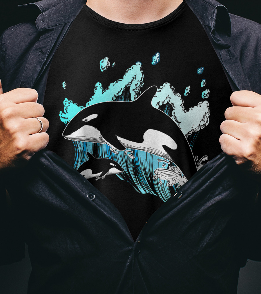 Killer Whale Ocean Lover Orca Splashing Waves Men's Gift Idea T-Shirt