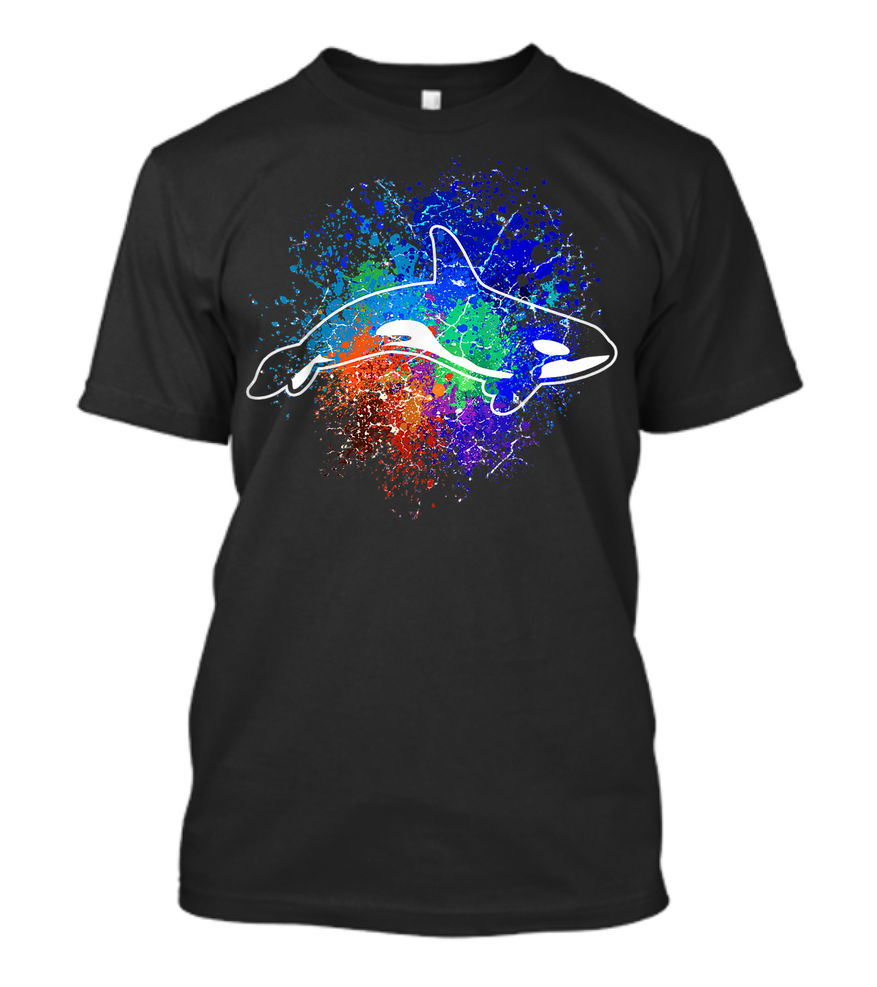 Killer Whale Orca Colorful Ocean Splatter Art Sea Animal T-Shirt