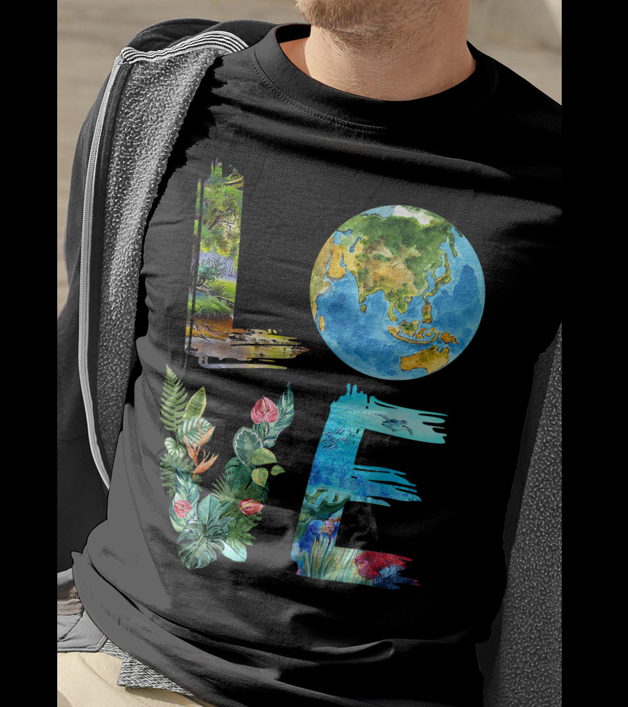 Love The Earth Kids Teacher Earth Day Everyday Environment Nature-Inspired Earth Elements T-Shirt