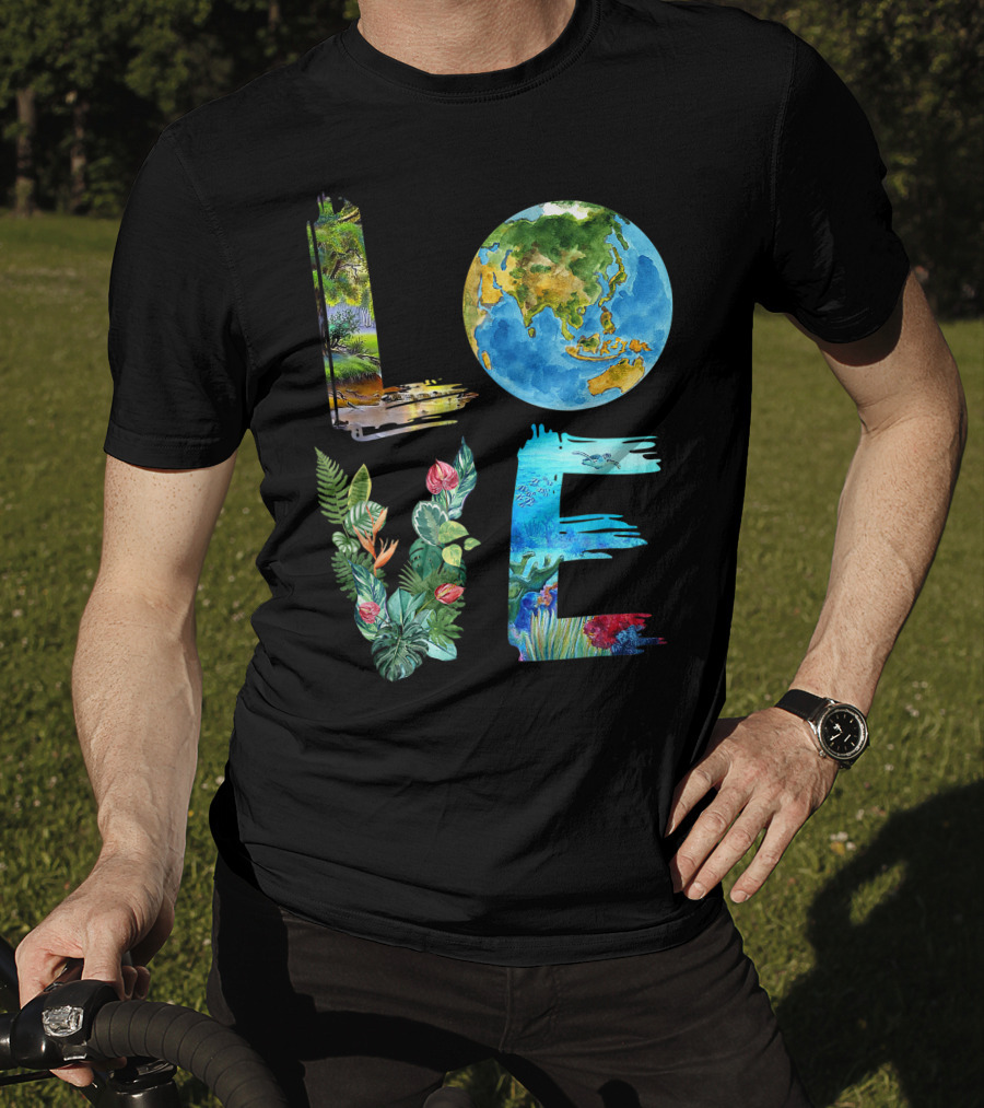 Love The Earth Kids Teacher Earth Day Everyday Environment Nature-Inspired Earth Elements T-Shirt