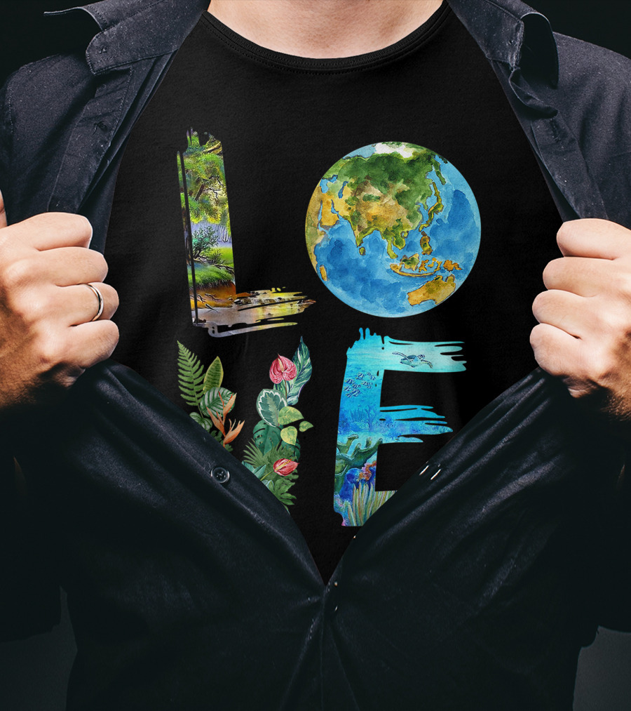 Love The Earth Kids Teacher Earth Day Everyday Environment Nature-Inspired Earth Elements T-Shirt