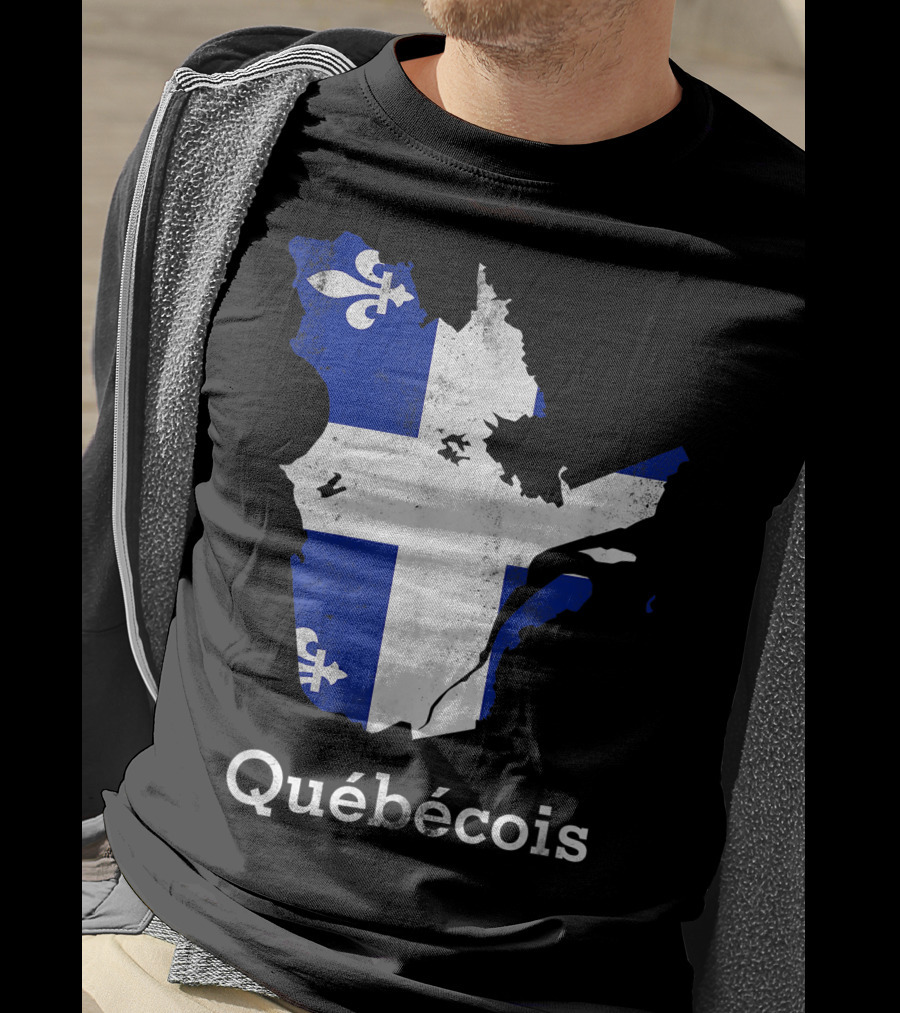 Québecois Province Map Fleur-de-Lis Montreal Quebec Flag T-Shirt