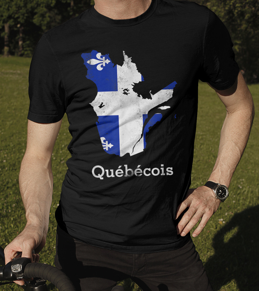Québecois Province Map Fleur-de-Lis Montreal Quebec Flag T-Shirt