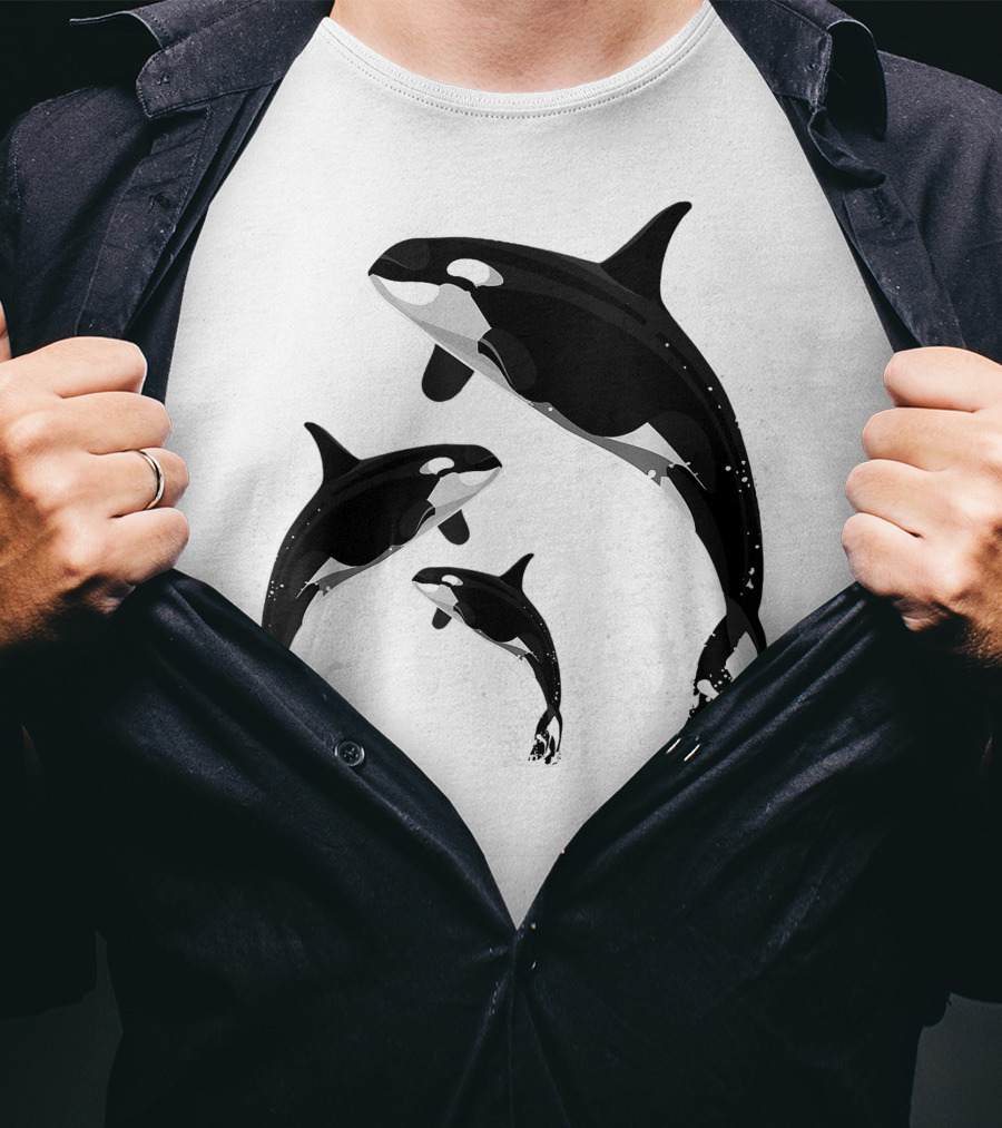 Killer Whale Jumping Orca Splash Trio T-Shirt