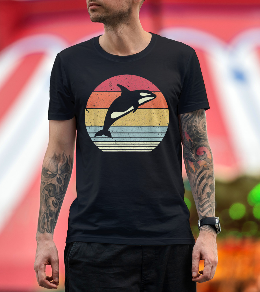 Orca Retro Sunset Style Ocean Stripes T-Shirt