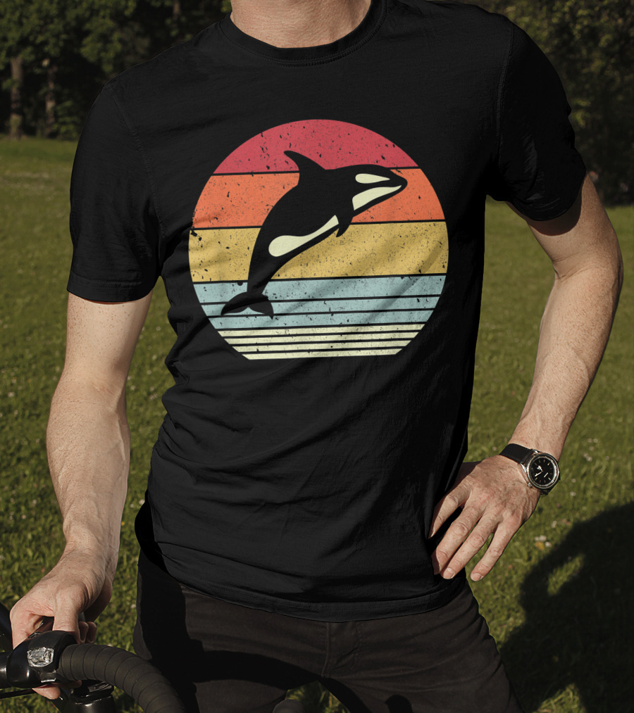 Orca Retro Sunset Style Ocean Stripes T-Shirt