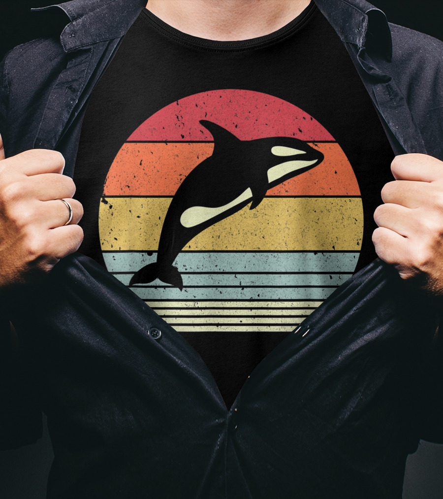 Orca Retro Sunset Style Ocean Stripes T-Shirt