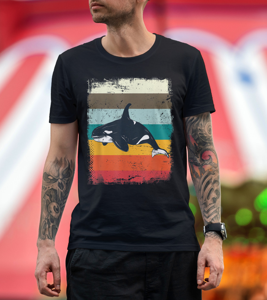 Retro Orca Vintage Stripes T-Shirt