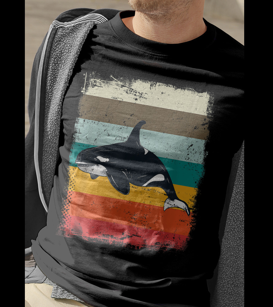 Retro Orca Vintage Stripes T-Shirt