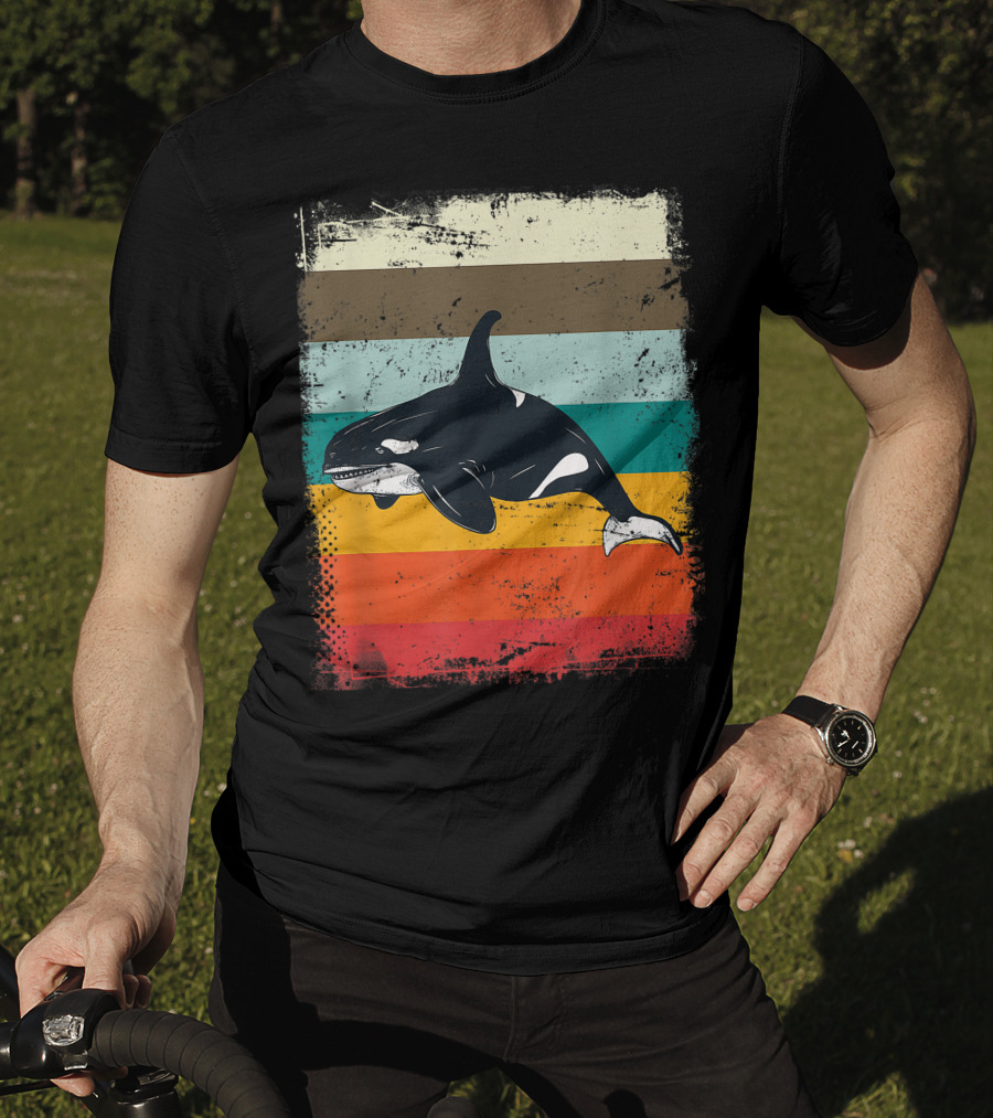 Retro Orca Vintage Stripes T-Shirt