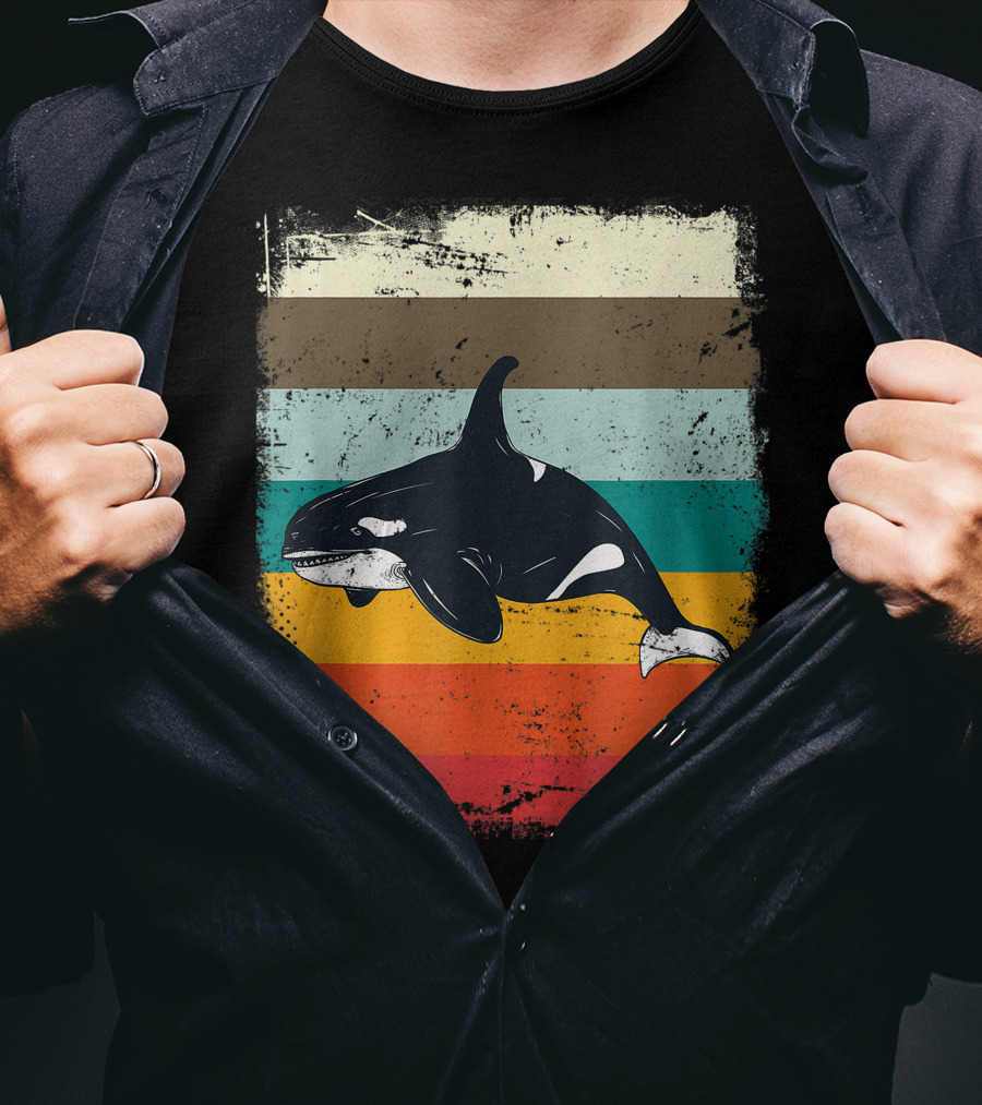 Retro Orca Vintage Stripes T-Shirt