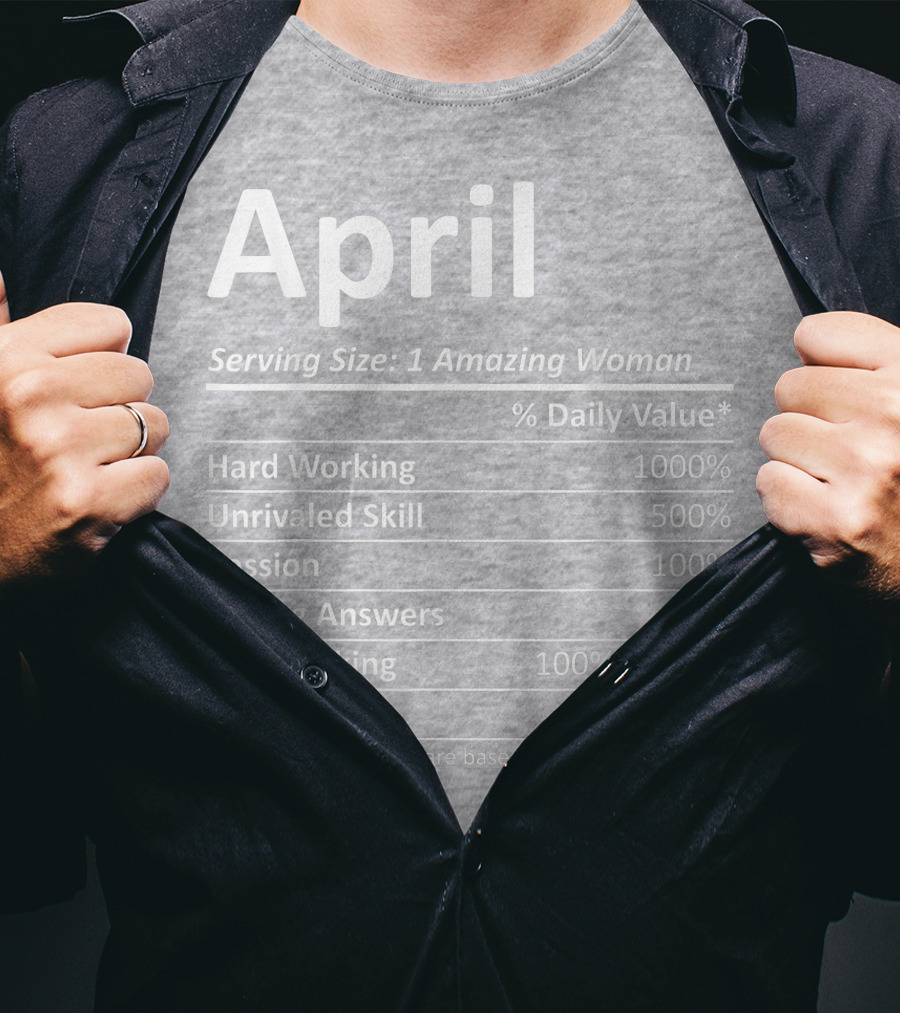 April Nutrition Facts Personalized Name Funny Christmas Gift Idea T-Shirt
