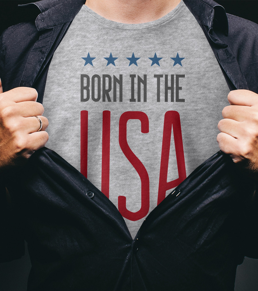 Born In The USA Patriotic Stars Banner T-Shirt