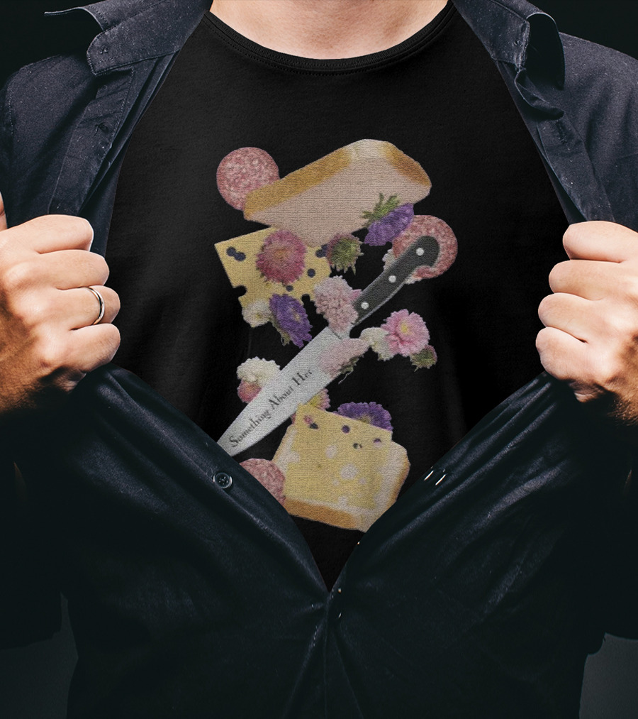 Something About Her Floral Cheese And Bread T-Shirt