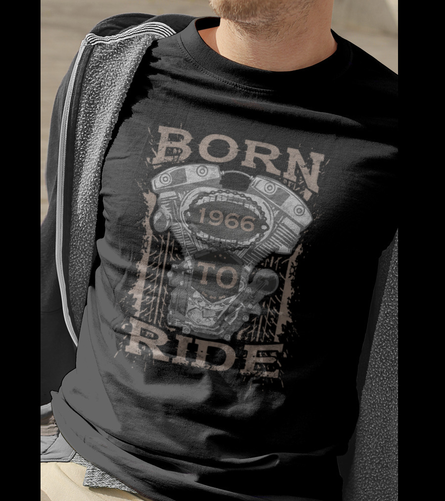 Born To Ride Motorcycle Biker 1966 Engine T-Shirt