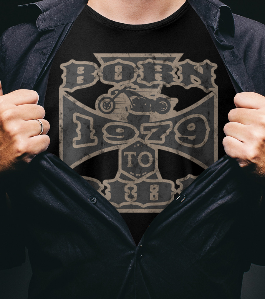 Born To Ride Motorcycle Biker 1979 Vintage Iron Cross T-Shirt