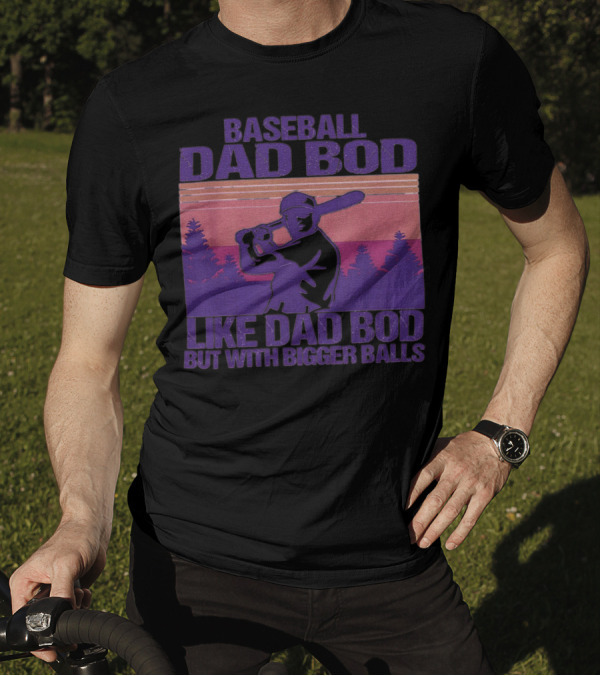Baseball Dad Bod Like Dad Bod But With Bigger Balls Vintage Sunset Batter T-Shirt