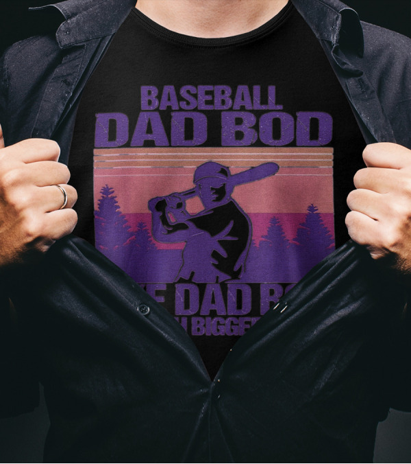 Baseball Dad Bod Like Dad Bod But With Bigger Balls Vintage Sunset Batter T-Shirt