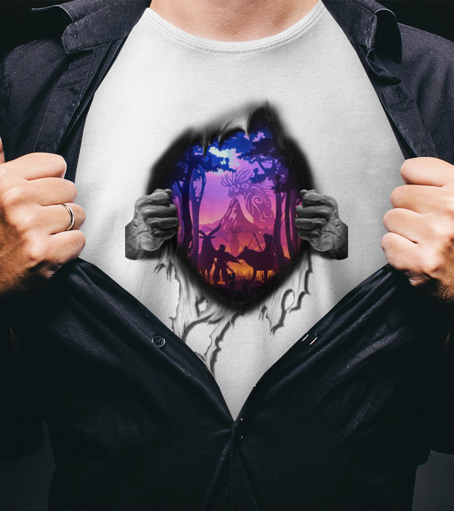 Ghibli Fan Forest Spirit Adventure Scene T-Shirt