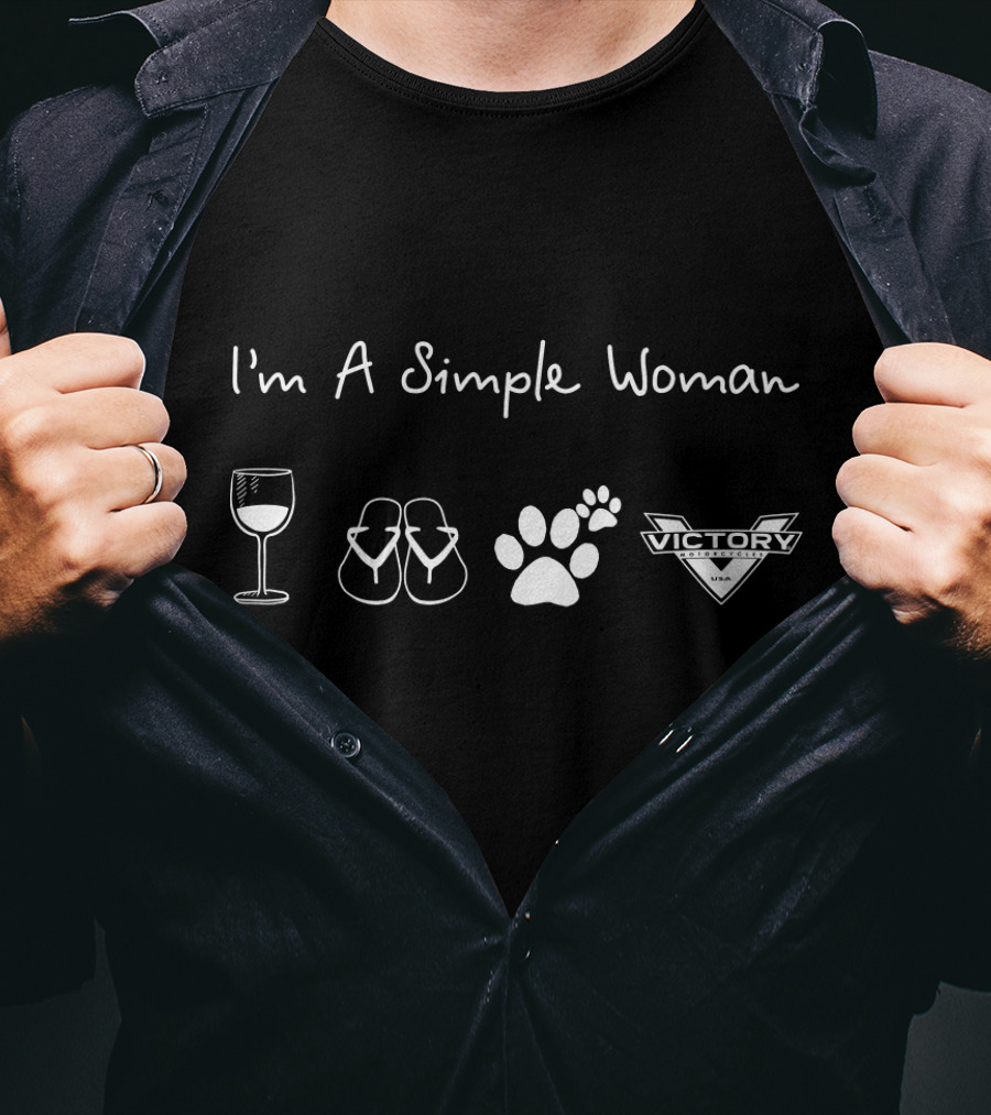 I'm A Simple Woman Wine Flip-Flops Paw Victory T-Shirt