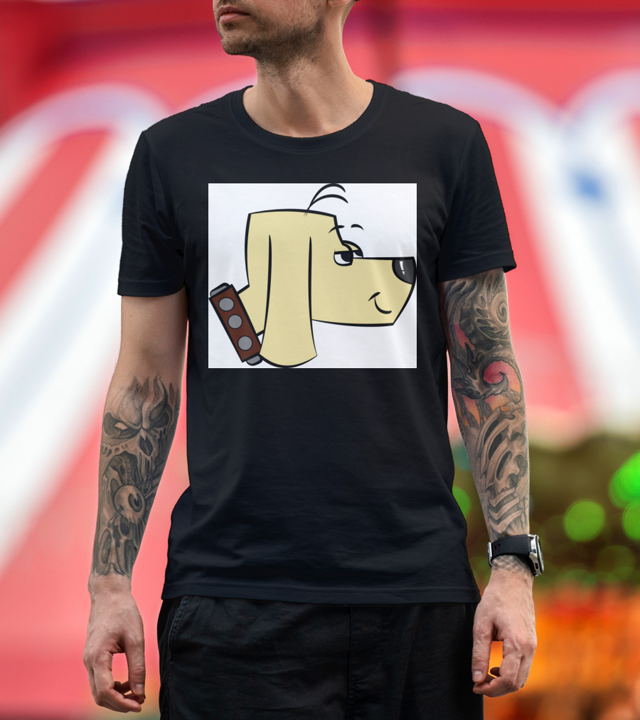 Smiling Dog Cartoon Character with Collar T-Shirt