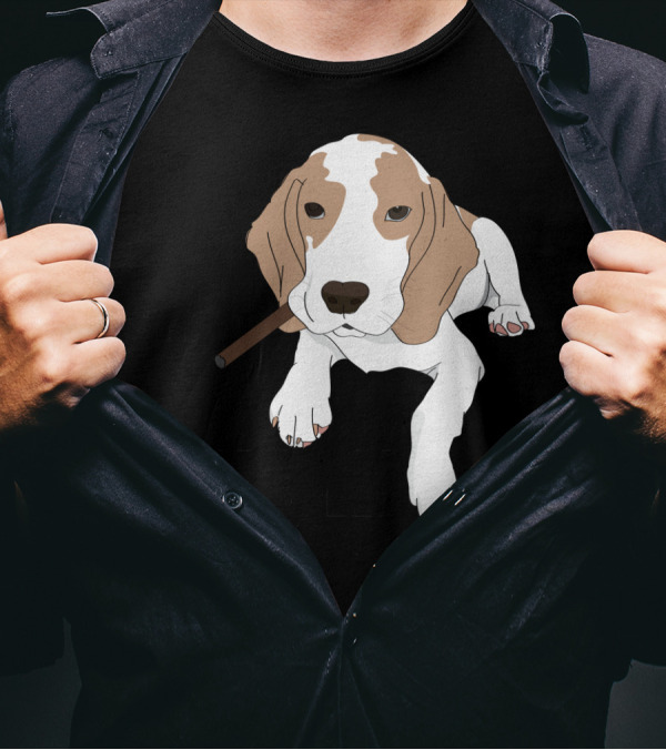 Beagle With Attitude And Cigar - My Beagle Is Cooler Than You T-Shirt