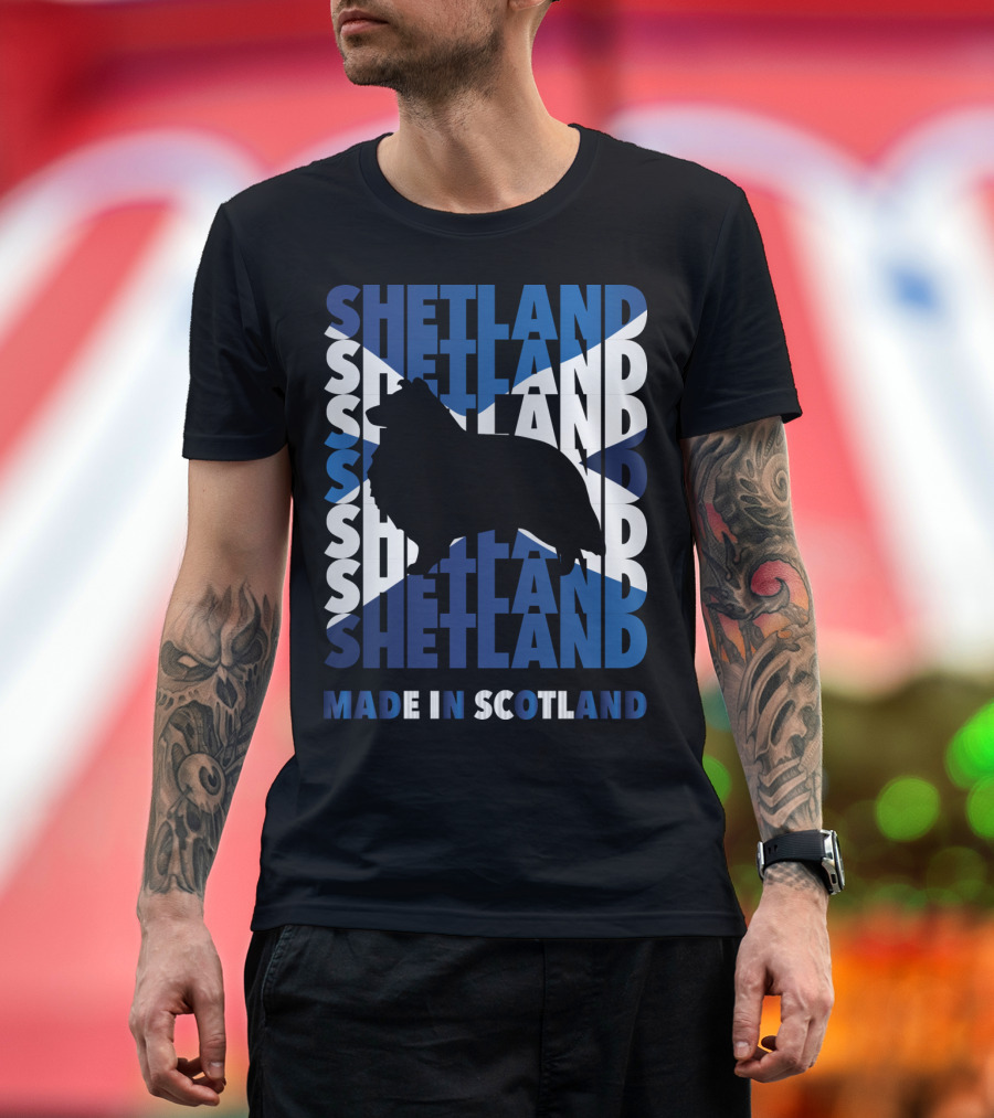 Shetland Silhouette on Scottish Flag Made in Scotland T-Shirt