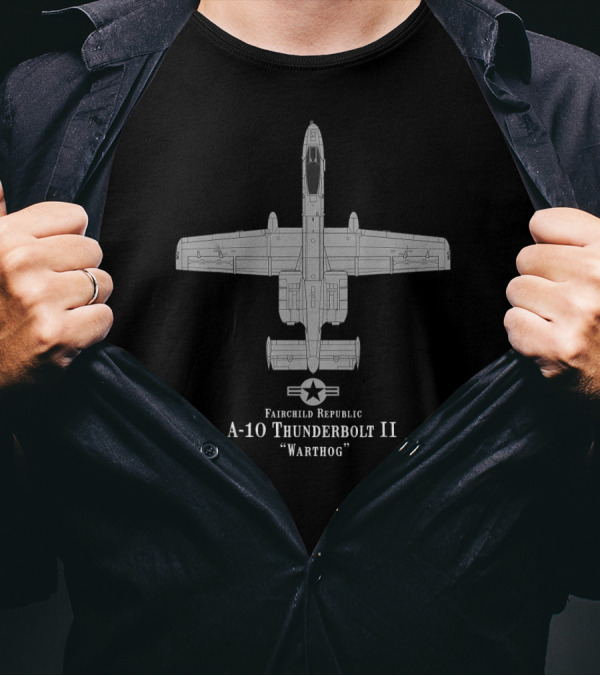 Fairchild Republic A-10 Thunderbolt II Warthog Tech Drawing T-Shirt