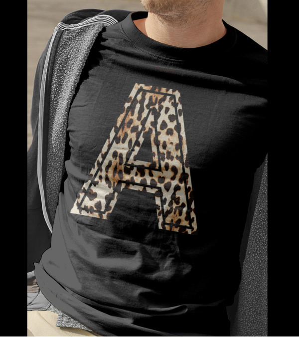 Awesome Leopard Cheetah Letter A Initial Name T-Shirt