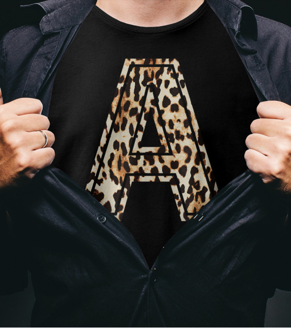 Awesome Leopard Cheetah Letter A Initial Name T-Shirt
