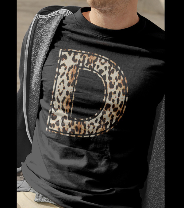 Awesome Leopard Cheetah Pattern Letter D Initial Name T-Shirt