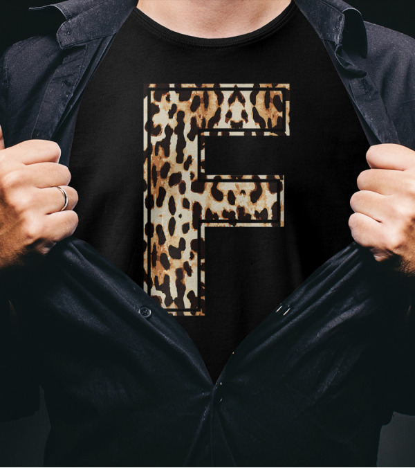 Awesome Leopard Cheetah Initial F T-Shirt
