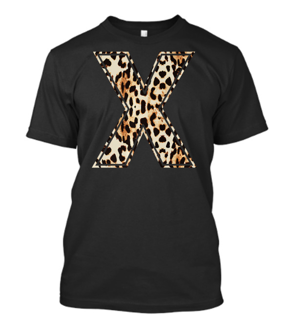 Awesome Leopard Print Letter X Initial Name T-Shirt