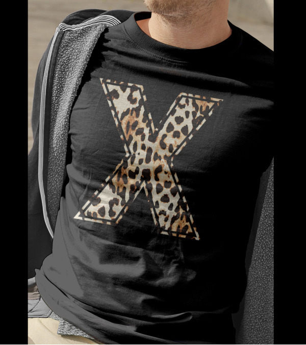 Awesome Leopard Print Letter X Initial Name T-Shirt