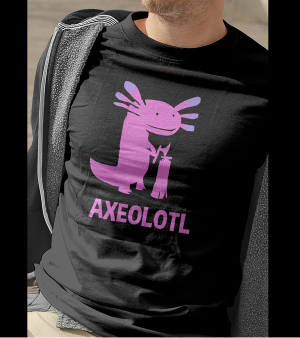 Axelotl Axe Lumberjack Wood Log Pink Axolotl T-Shirt