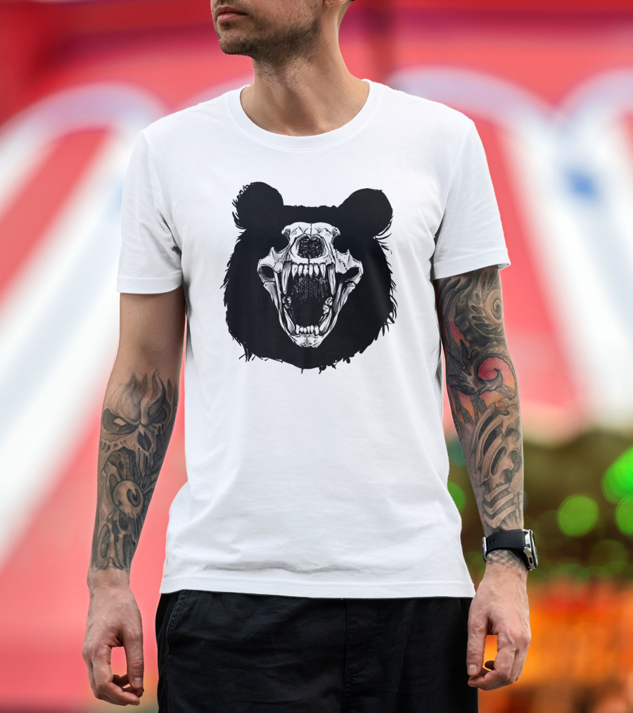Bear Skull Shadow Outline Outdoor Hunting Skull T-Shirt