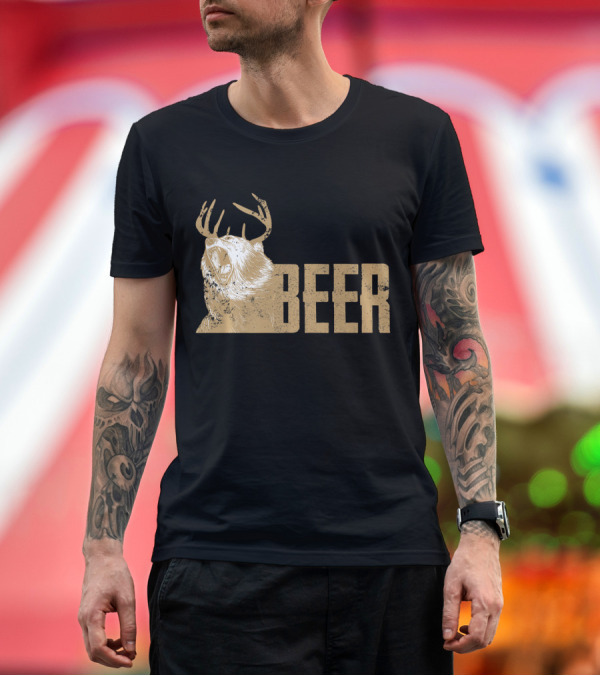 Premium T-Shirt: Beer The Deer Bear Funny Humor Antler Roaring Bear Image T-Shirt Beer The Deer Bear Funny Humor Antler Roaring Bear Image T-Shirt