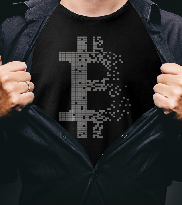 Bitcoin Pixelated Digital Currency Matrix T-Shirt