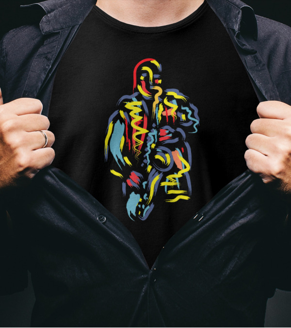 Bold Vibrant Jazz Saxophone Player T-Shirt