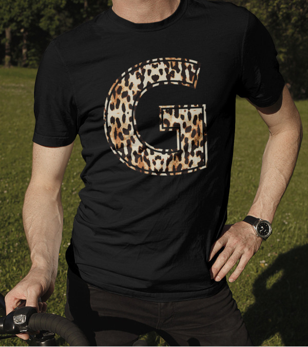 Cool Letter G Initial Name Leopard Cheetah Print T-Shirt