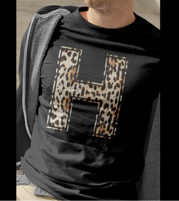 H Initial Leopard Cheetah Print Cool Name T-Shirt