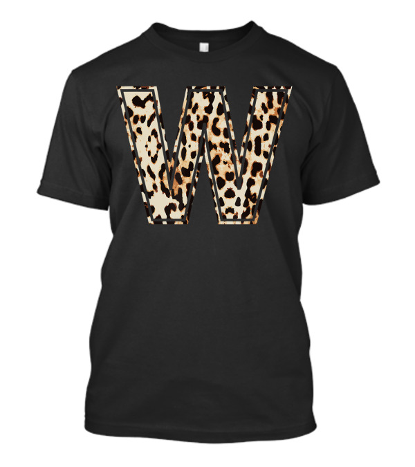 Cool Leopard Cheetah Pattern Letter W Initial Name T-Shirt