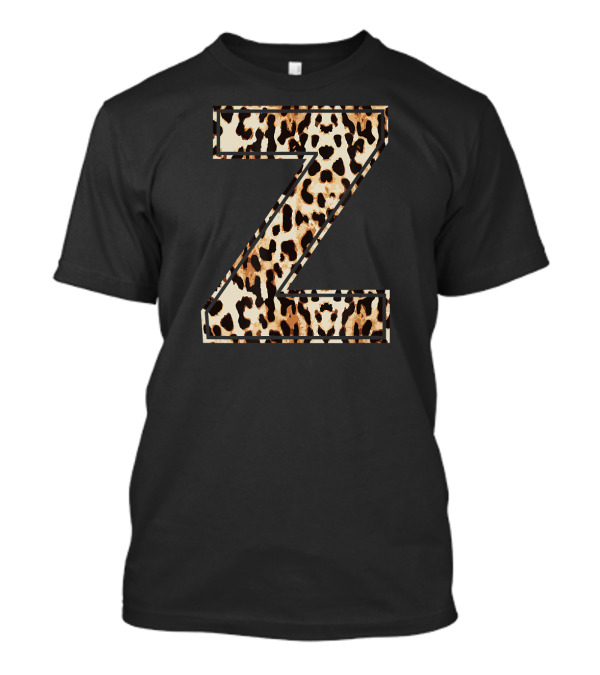 Cool Leopard Cheetah Print Letter Z Initial Name T-Shirt