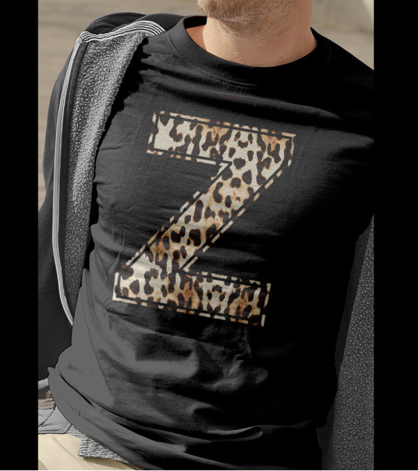 Cool Leopard Cheetah Print Letter Z Initial Name T-Shirt