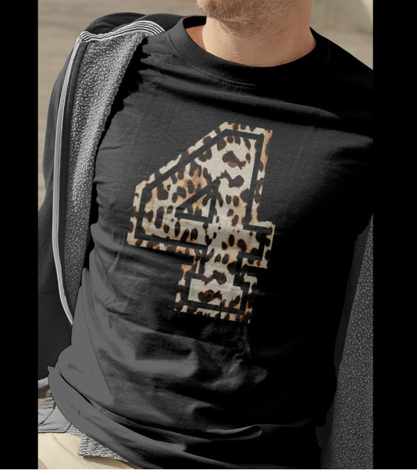 Cool Game Football Leopard Cheetah Number 4 T-Shirt