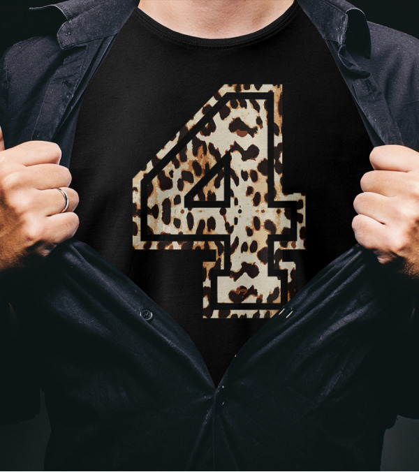 Cool Game Football Leopard Cheetah Number 4 T-Shirt